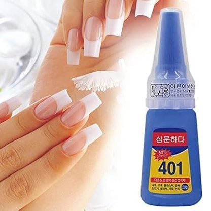 GV469 THR3E STROKES Nail Glue - Super Glue Stronger For Artificial Or Fake Nails,Nail Art 20g - Bottle 401 Rapid Fix Handmade Adhesive Quick Dry With 5 Mini Filler And 1 Orange Stick