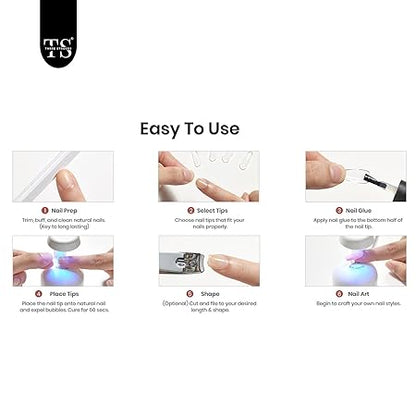 GV477 THR3E STROKES Gel Extension Kit for UV Nail Art - Easy DIY Tips Decoration at Home - Gift for Women (GEL X HALF MATTE KIT A112)