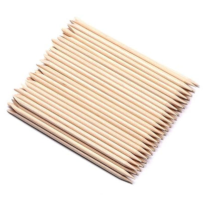 GV479 Borogo 100 Pcs Orange Wood Nail Sticks Double Sided Multi Functional Cuticle Pusher Remover Manicure Pedicure Tool for Manicure Pedicure