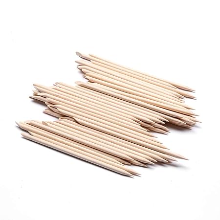 GV479 Borogo 100 Pcs Orange Wood Nail Sticks Double Sided Multi Functional Cuticle Pusher Remover Manicure Pedicure Tool for Manicure Pedicure
