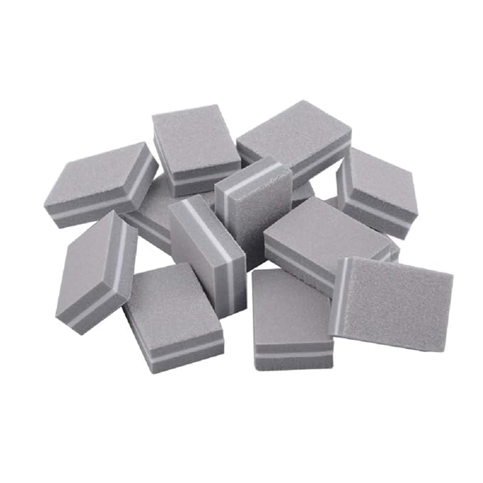 GV481 THR3E STROKES 50 Pcs Mini Buffers for Nails 180/100 Grit Buffer for Acrylic Nails, Blue, 100/180 Grit
