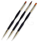 GV500 INOG 3Pcs Nail Drawing Pen, Dual End Nail Art Pen Brush Acrylic Round Flat Painting Drawing Liner Nail Tools