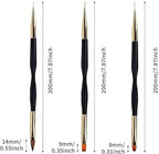 GV500 INOG 3Pcs Nail Drawing Pen, Dual End Nail Art Pen Brush Acrylic Round Flat Painting Drawing Liner Nail Tools