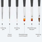 GV500 INOG 3Pcs Nail Drawing Pen, Dual End Nail Art Pen Brush Acrylic Round Flat Painting Drawing Liner Nail Tools
