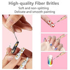 GV504 INOG 7Pcs Nail Art Brush Set-2pcs Silicone Nail Art Brushes Set, ReusableNail Brushes for Women and 5PCS Line Brushes for Nail, Lipstick Concealer Makeup Brush, Nail Gradient Brush, Thin Nail Details Brushes(7/9/11/15/25mm)