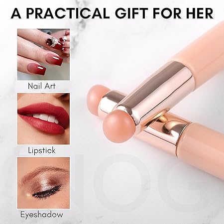 GV506 INOG Silicone Nail Brush, 2PCS Reusable Silicone Nail Chrome Applicator, Pink Nail Art Brushes Silicone Lip Brush For Pat Ombre Gel Nail, Chrome Nail, French Nail, Lipstick, Concealer, Eyeshadow