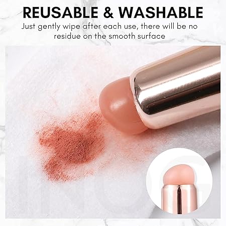 GV506 INOG Silicone Nail Brush, 2PCS Reusable Silicone Nail Chrome Applicator, Pink Nail Art Brushes Silicone Lip Brush For Pat Ombre Gel Nail, Chrome Nail, French Nail, Lipstick, Concealer, Eyeshadow