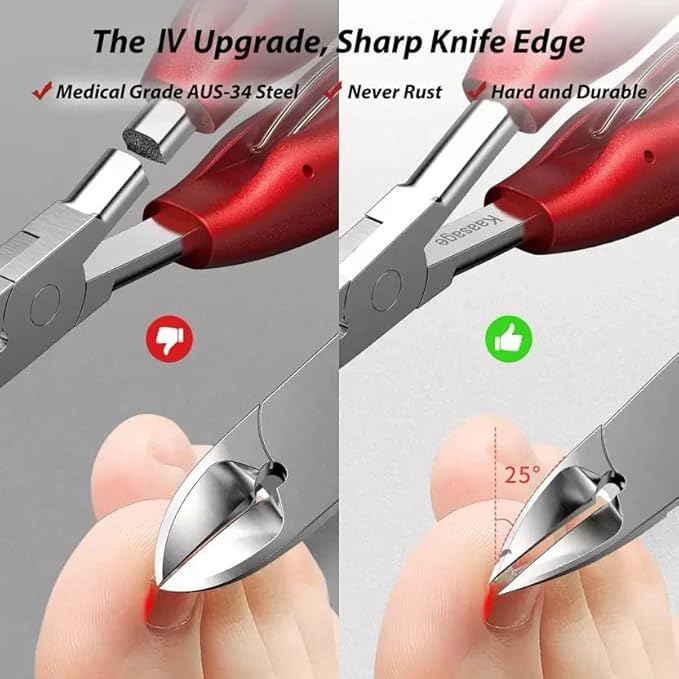 GV517 INOG Nail Cutter for Men & Women,Podiatrist Toenail Cuticle Cutter,Professional Thick & Ingrown Toe Nail Clippers,Pedicure Clippers Toenail Cutters,Super Sharp Curved Blade Grooming Tool (Color May Vary)