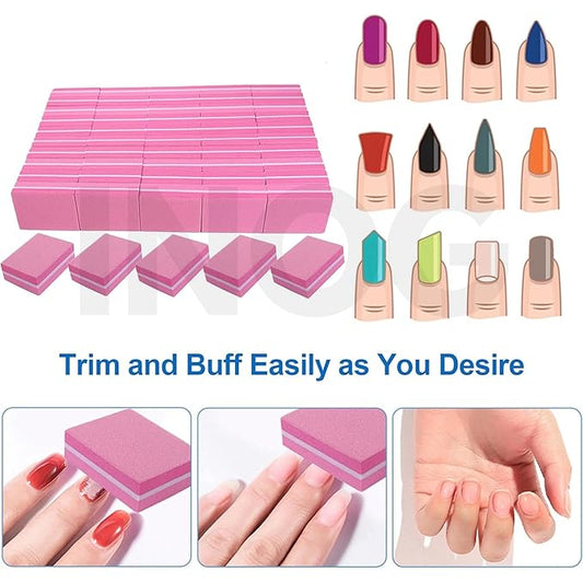 GV520 NOG Nail Buffers (50 Pack), Mini Buffer Block Nail File for Acrylic Nails and Natural Nails, 100/180 Grit Nail Buffer Block Bulk Buffing Blocks for Nail Buff Professional Manicure File Blocks Set