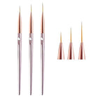 GV528 INOG 3 Pcs Rose Gold Nail Art Liner Brushes Set, UV Gel Acrylic Application Nail Pens Nail Art Designs Tools(7mm/9mm/11mm)