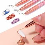 GV528 INOG 3 Pcs Rose Gold Nail Art Liner Brushes Set, UV Gel Acrylic Application Nail Pens Nail Art Designs Tools(7mm/9mm/11mm)