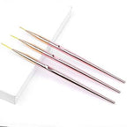 GV528 INOG 3 Pcs Rose Gold Nail Art Liner Brushes Set, UV Gel Acrylic Application Nail Pens Nail Art Designs Tools(7mm/9mm/11mm)