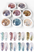 GV530 INOG Nail Art Gradient Glitter Magic Color Changing Laser Thin Sequins Mixed Mirror Hexagon Shape Mermaid Flakes Spangles Palette Craft Glitters Holographic Manicure D.I.Y (8 PCS)