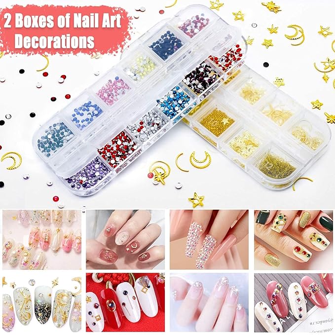 GV532 INOG Nail Art Stamping Kit, 3D Nail Art Tools with Pen & Brush Painting Polish Design Kit Nail Art Stickers Nail Foil Tape Strips and Nails Art Rhinestones