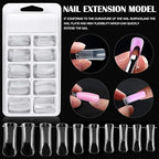 GV533 INOG Poly Gel Quick Building Nail Set,100Pcs False Nail Mold Clear Nail Extension Form Tips,10 Nail Tips Clip And 1Pcs Dual-Ended Poly Extension Brush Picker For Polygel Extension,Home Salon