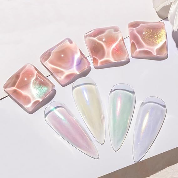 GV540 INOG 6PCS Mermaid Metallic Chrome Nail Powder Set, Mirror Effect Nail Art Powder, Holographic Pigment Glitter Dust for Gel Polish Manicure Decoration with Eyeshadow Sticks (Each 0.5gm)