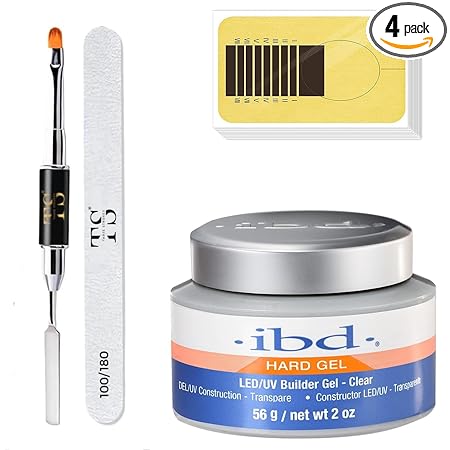 GV541 INOG Builder Nail Gel Kit - Nail Extension Gel Set Nail Strengthen Nail Art Manicure Set with 100PCS Nail Forms and Acrylic Nail Brush with Nail Filer (Clear)