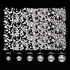 GV564 INOG 2400pcs Nail Art Rhinestones Kit: Crystal Clear Flatback Round Rhinestones (1.5-4.5 mm), with Storage Box/Wax Pencil/Tweezers for Nail Art Craft