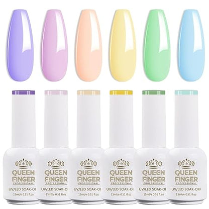 GV864 Gel Nail Polish Set - 6 Colors Nail Polish Sweet Pink Green Collection NailPolish For All Seasons Soak Off LED Lamp Cured Manicure Kit For Nail Art (29,11,118,41,49,54) (Macaron Park)