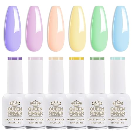 GV864 Gel Nail Polish Set - 6 Colors Nail Polish Sweet Pink Green Collection NailPolish For All Seasons Soak Off LED Lamp Cured Manicure Kit For Nail Art (29,11,118,41,49,54) (Macaron Park)