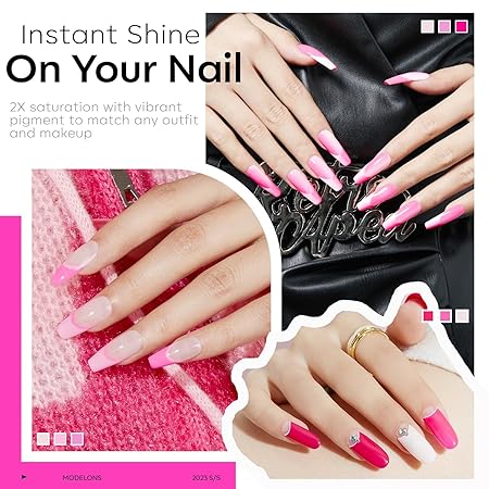 GV866 Gel Nail Polish Set - 6 Colors Hot Pink Tones Pink Shades Magenta Light Soft to Dark Nail Polish All Seasons Soak Off LED Lamp Cured Manicure Kit For NailArt (4,05,11,33,19,22)(PinkShades)
