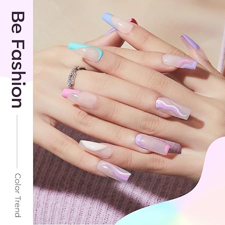 GV867 Gel Nail Polish Set - 6 ColorsSoft Pink White Light Purple Blue Green Nude Summer Nail Polish All Seasons Soak Off LED Lamp Cured Manicure Kit For Nail Art (11,45,02,51,123,77)(Soft Buzzy)