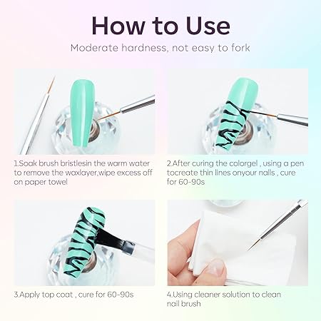 GV867 Gel Nail Polish Set - 6 ColorsSoft Pink White Light Purple Blue Green Nude Summer Nail Polish All Seasons Soak Off LED Lamp Cured Manicure Kit For Nail Art (11,45,02,51,123,77)(Soft Buzzy)