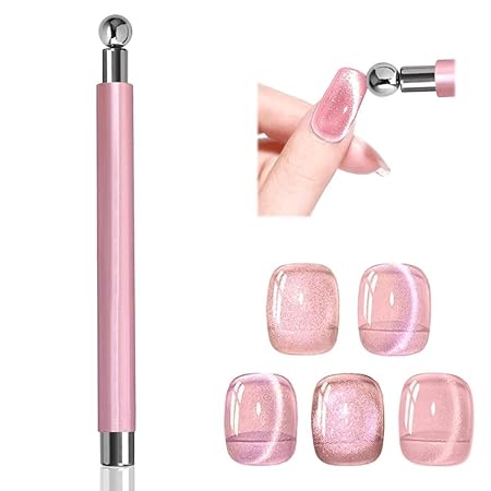 GV778 THR3E STROKES Essentials Cat Eye Magnetic For Nails Double-head Nail Magnet Sturdy Cat Eye Magnet For Nails With Round Magnetic Bead Multifunctional Magnet For Cat Eye Gel Polish Home Diy (Ball Magnet)