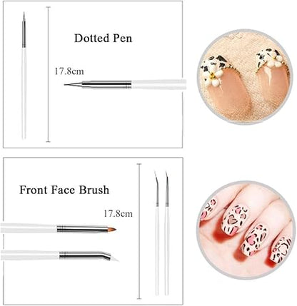 GV779 THR3E STROKES 28-Piece Professional Nail Art Tool Set with Brushes, Dotting Pens, Liner Brushes, Silicone Sculpture Pens, Multicolored