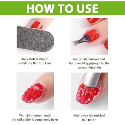 GV780 THR3E STROKES Gel Nail Polish Remover, No Need for Foil, Quick & Easy Polish Remover In 3-5 Minutes, No Need Soaking Or Wrapping Doesn't Hurt Nails-15ml (Set of 3) ( Buffer+Peeler+Cuticle Oil +Acrylic Remover) Accesories Free