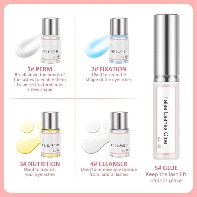 GV781 Professional Salon Semi-Permanent Curling Eyelash Perm Kit with Lash Shields, Eye Gel Pads and Brushes