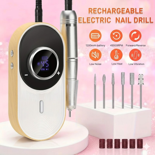 GV1101 45000RPM Rechargeable Electric Nail Drill Machine – Professional Portable Nail File Kit with LCD Display, Forward/Reverse Rotation & Nail Drill Bits