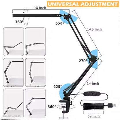 GV407 LED Desk Lamp Screw Fixed Desk Lamp Eye-Friendly LED Desk Lamp Work Lamp Dimmable Study Lamp Flexible Lamp Arm, USB Power LED Desk Lamp for Home, Office