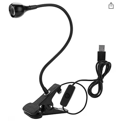 GV907 LED Lamp with Clip-On Flexible Metal Tube & Plastic Head – Mini USB Gel Lamp Nail Dryer for DIY Manicure Color may Vary