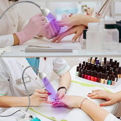 GV907 LED Lamp with Clip-On Flexible Metal Tube & Plastic Head – Mini USB Gel Lamp Nail Dryer for DIY Manicure Color may Vary