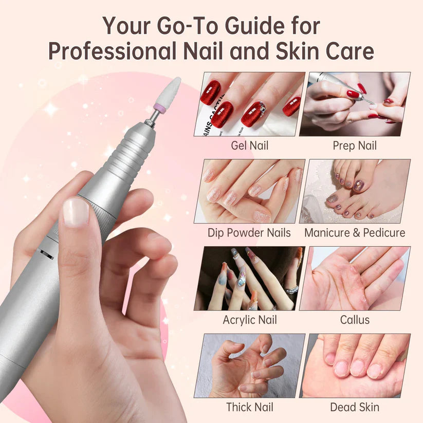 GV945 Rechargeable Professional Nail Drill Machine – Portable Electric Nail File with Digital Display & Speed Control