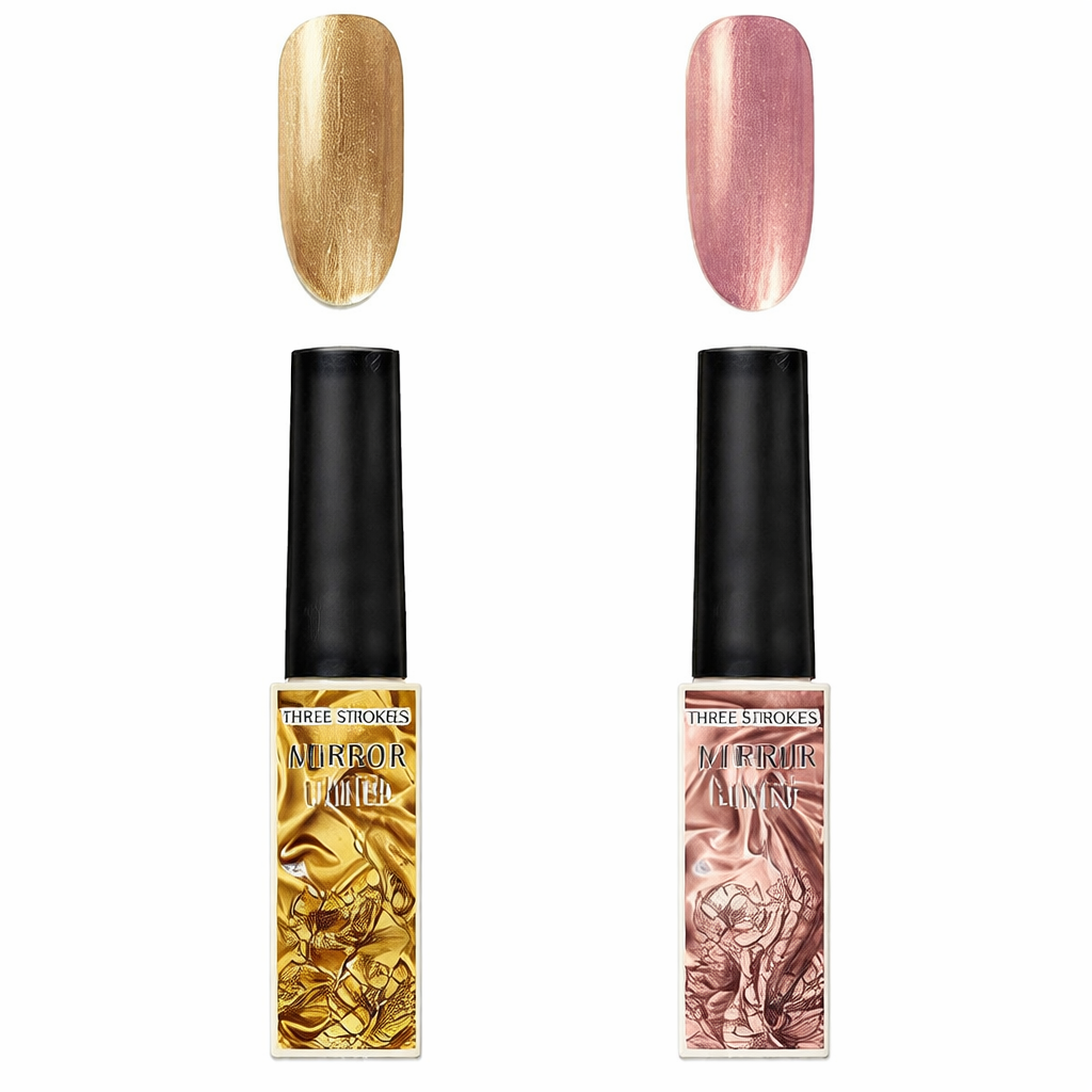 GV345 THR3E STROKES Metallic Gel Nail Polish - 3D Gold Art Painting Liner for Home Salon Design (Need UV Light) (Set of 2)
