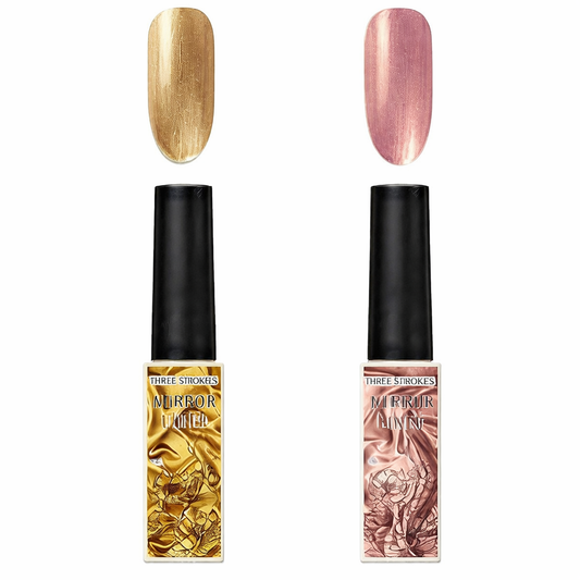 GV345 THR3E STROKES Metallic Gel Nail Polish - 3D Gold Art Painting Liner for Home Salon Design (Need UV Light) (Set of 2)