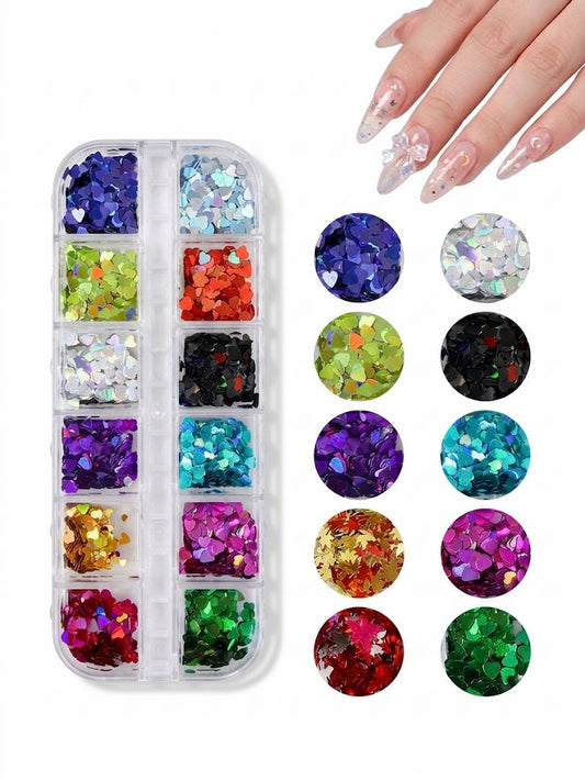 GV1059 Fall Nail Art Stickers Maple Leaf Nail Art Glitter Set – 3D Autumn Nail Sequins Decoration Kit