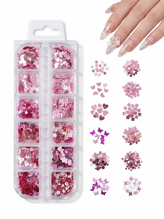 GV1066 Fall Nail Art Stickers Maple Leaf Nail Art Glitter Set – 3D Autumn Nail Sequins Decoration Kit