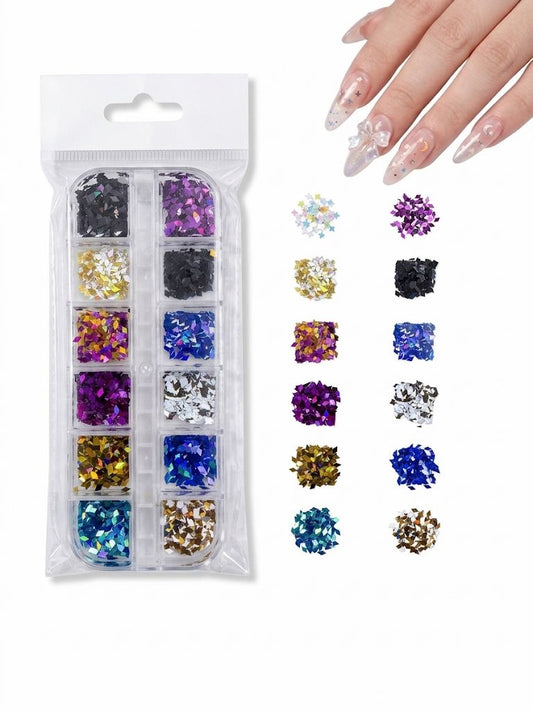GV1070 Fall Nail Art Stickers Maple Leaf Nail Art Glitter Set – 3D Autumn Nail Sequins Decoration Kit