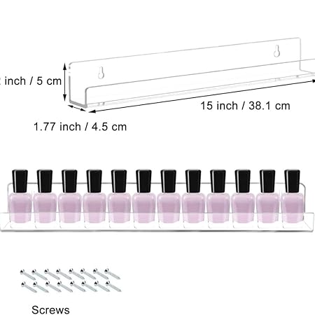 GV742 THR3E STROKES Acrylic Nail Polish Stand Holder, Wall Rack Shelf for Shop Display, Layers Acrylic Floating Wall Mount Ledges Cosmetic Organiser (Pack of 6)(PEEL THE STICKER BEFORE USE)