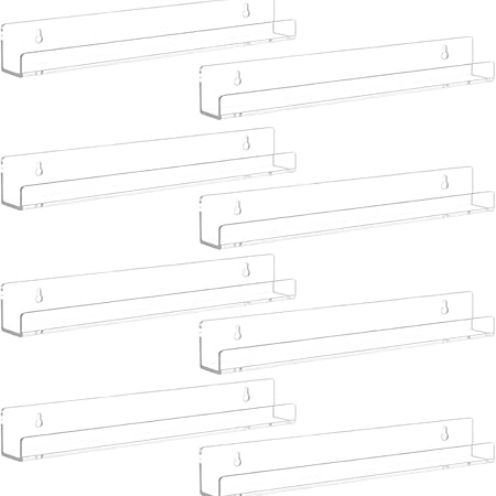 GV742 THR3E STROKES Acrylic Nail Polish Stand Holder, Wall Rack Shelf for Shop Display, Layers Acrylic Floating Wall Mount Ledges Cosmetic Organiser (Pack of 6)(PEEL THE STICKER BEFORE USE)