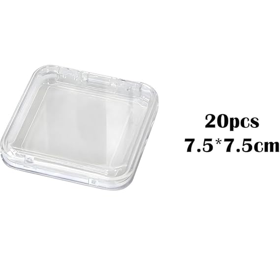 GV834 THR3E STROKES 20 Pieces Nail Storage Boxes(7.5×7.5cm), Clear Nail Tips Display Storage Box Set, Transparent False Nail Display