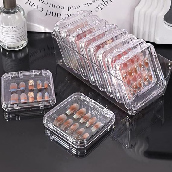GV834 THR3E STROKES 20 Pieces Nail Storage Boxes(7.5×7.5cm), Clear Nail Tips Display Storage Box Set, Transparent False Nail Display
