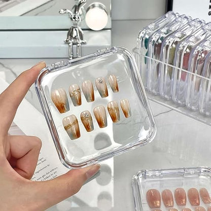 GV834 THR3E STROKES 20 Pieces Nail Storage Boxes(7.5×7.5cm), Clear Nail Tips Display Storage Box Set, Transparent False Nail Display