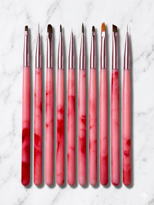 GV1016 10 PCS Nail Art Brush Set – Professional Nail Design Brushes Kit Color may Vary