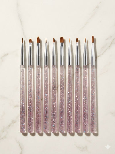 GV1032 10 PCS Nail Art Brush Set – Professional Nail Design Brushes Kit Color may Vary