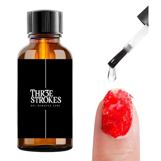 GV1128 THR3E STROKES Gel Nail Polish Remover 30ml, No Soaking or Wrapping Needed, Quick Gel Remover for Nails, Removes Polish in 3-5 Minutes
