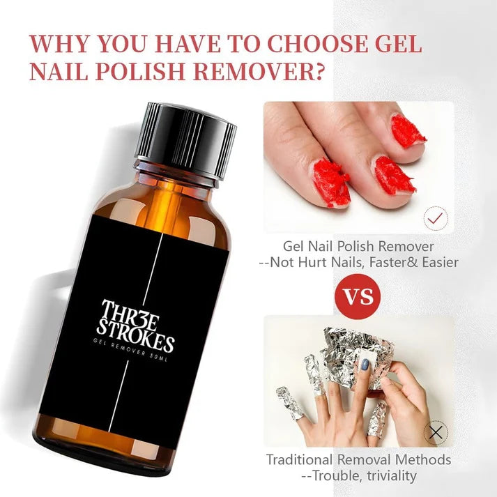 GV1128 THR3E STROKES Gel Nail Polish Remover 30ml, No Soaking or Wrapping Needed, Quick Gel Remover for Nails, Removes Polish in 3-5 Minutes